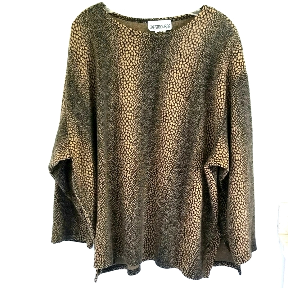 Vintage cheetah animal print knit top plus